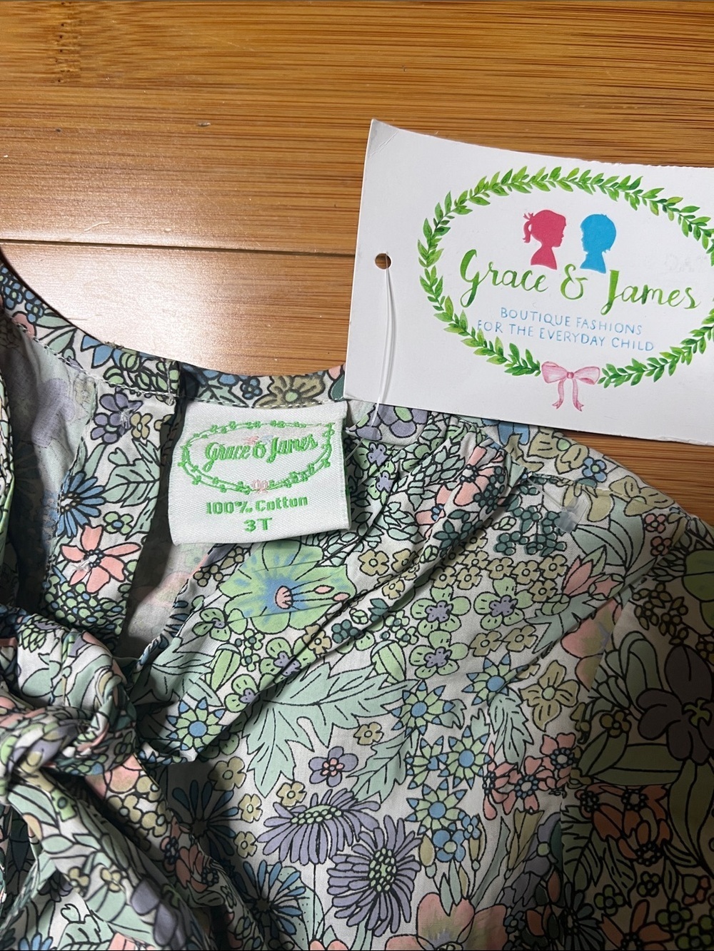 NWT Grace and James cotton ruffle sleeve dress size 3T - Picture 2 of 9